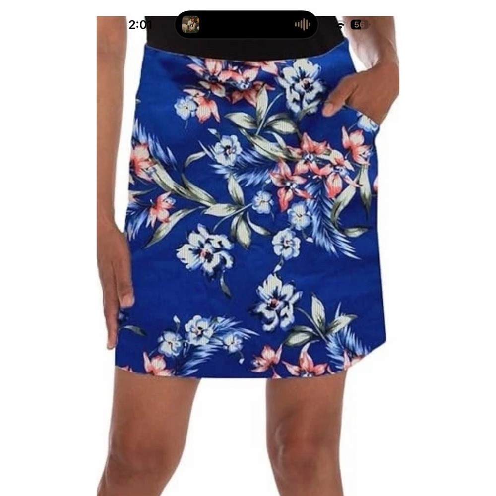 Mario Serrani Tummy Control Comfort Stretch Skort Skirt Shorts XXL Blue Floral